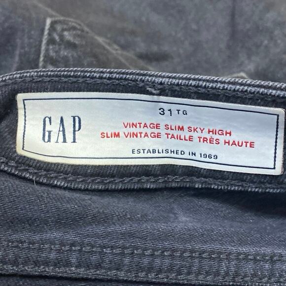 Gap Vintage Slim Sky High Women's Black High Waisted Straight Denim Jeans Sz 31 - Picture 4 of 4